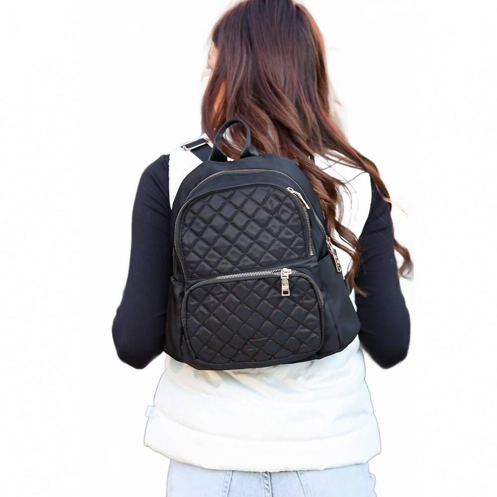 NEW JULIA ROSE lexi quilted backpack in black